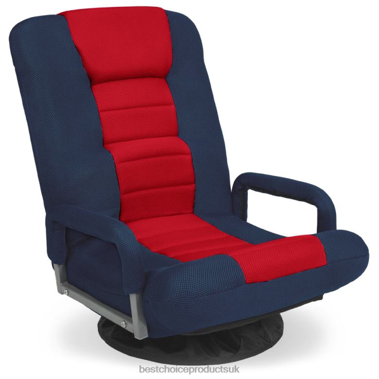 Accessory Best Choice ProductsGaming Floor Chair w/ 360-Degree Swivel, Armrest, Adjustable Backrest N62R1169 Blue/Red