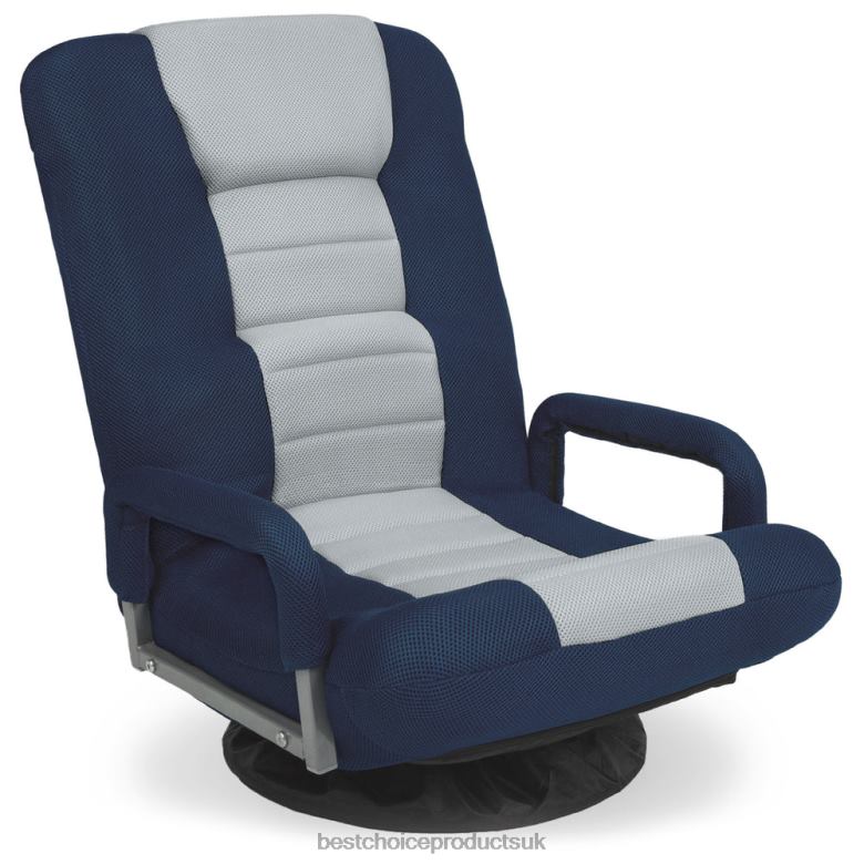 Accessory Best Choice ProductsGaming Floor Chair w/ 360-Degree Swivel, Armrest, Adjustable Backrest N62R1170 Blue/Gray