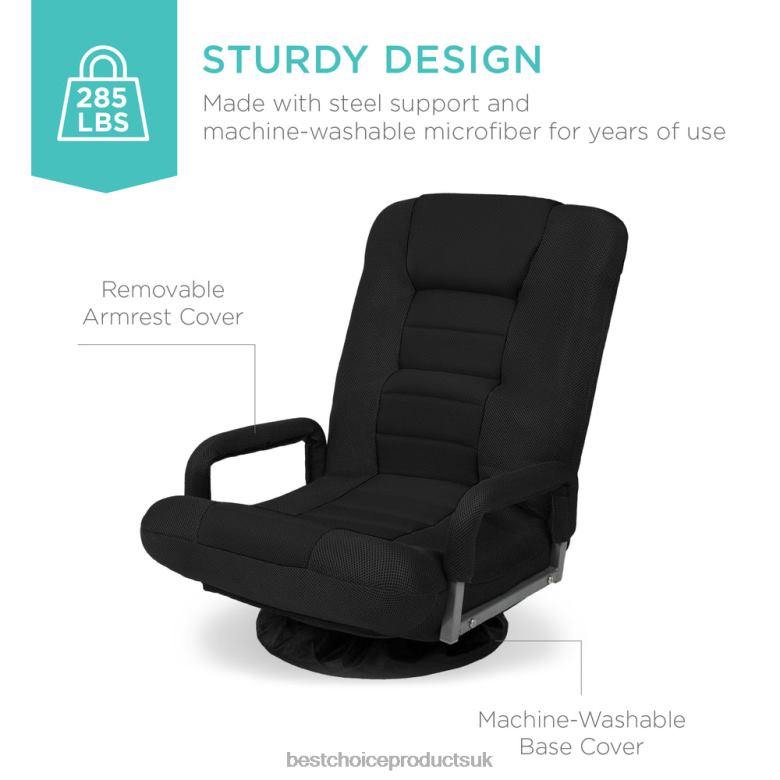 Accessory Best Choice ProductsGaming Floor Chair w/ 360-Degree Swivel, Armrest, Adjustable Backrest N62R1171 Black