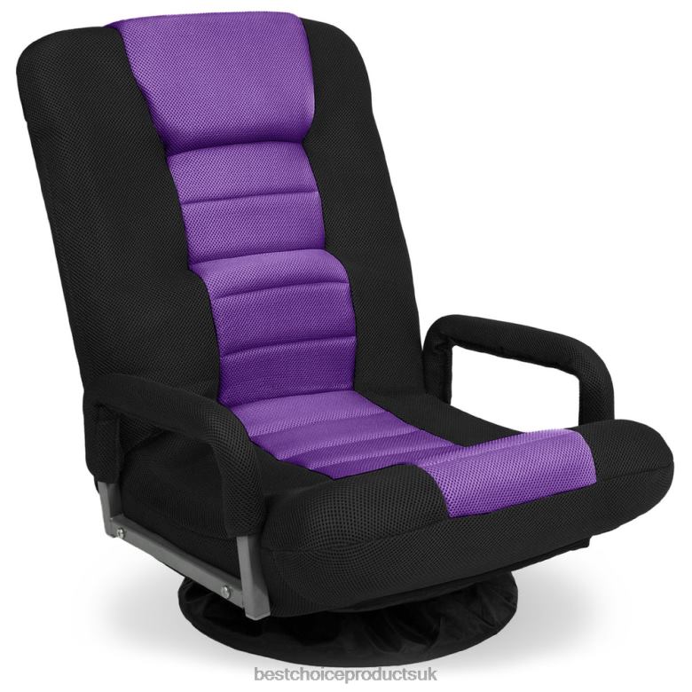 Accessory Best Choice ProductsGaming Floor Chair w/ 360-Degree Swivel, Armrest, Adjustable Backrest N62R1174 Black/Purple