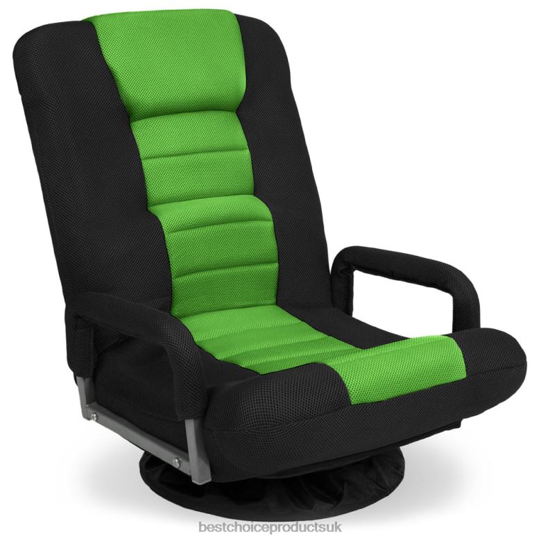 Accessory Best Choice ProductsGaming Floor Chair w/ 360-Degree Swivel, Armrest, Adjustable Backrest N62R1175 Black/Green