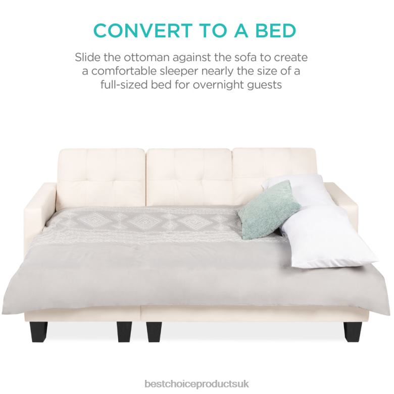 Accessory Best Choice ProductsL-Shape Customizable Faux Leather Sofa Set w/ Ottoman Bench N62R671 White