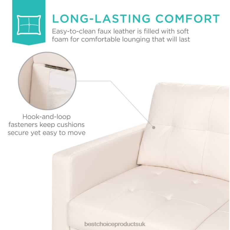 Accessory Best Choice ProductsL-Shape Customizable Faux Leather Sofa Set w/ Ottoman Bench N62R671 White