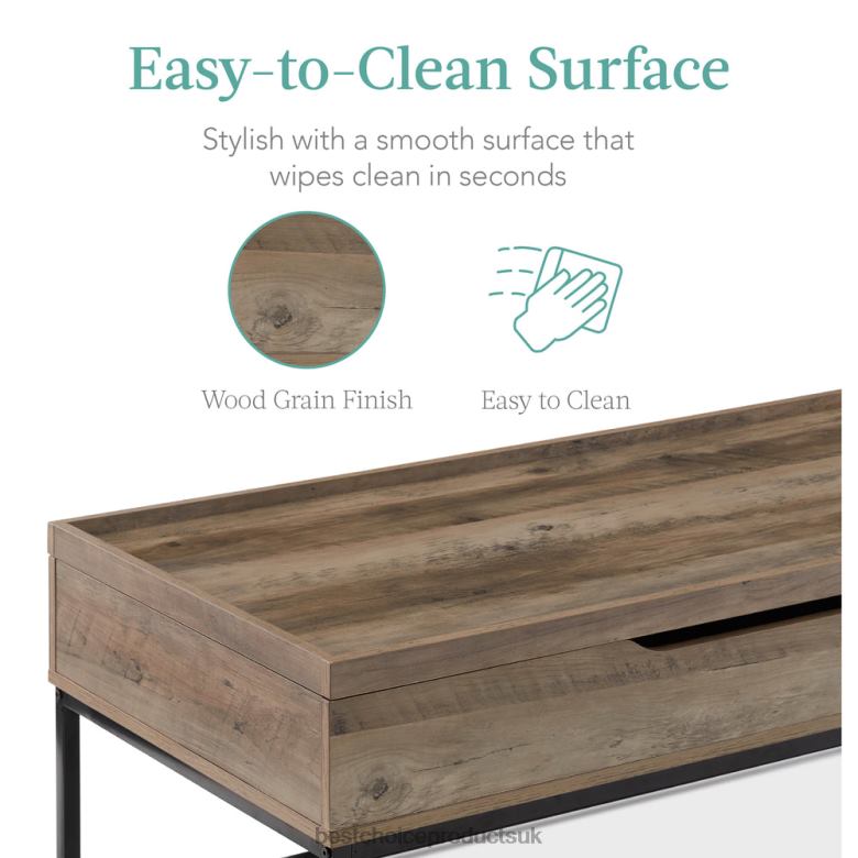 Accessory Best Choice ProductsLift Top Coffee Table w/ Tray Edge Tabletop, Wood-Grain Finish N62R655 Gray Oak