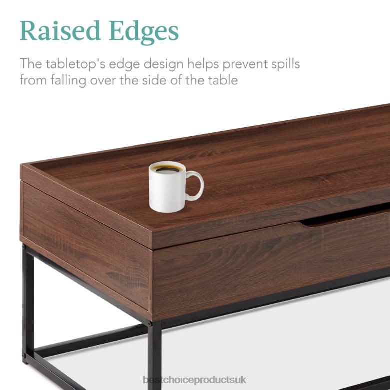Accessory Best Choice ProductsLift Top Coffee Table w/ Tray Edge Tabletop, Wood-Grain Finish N62R656 Brown