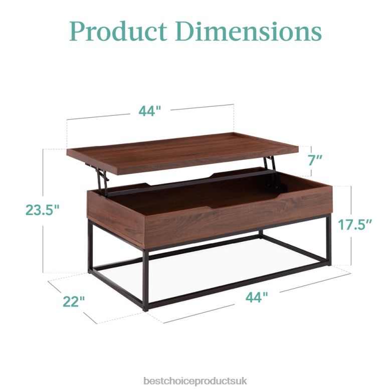 Accessory Best Choice ProductsLift Top Coffee Table w/ Tray Edge Tabletop, Wood-Grain Finish N62R656 Brown