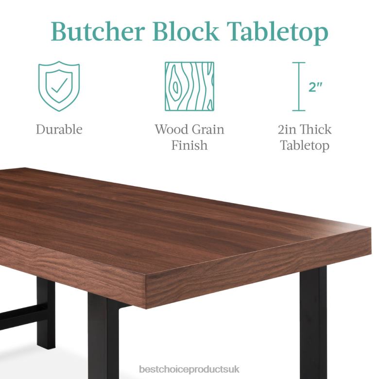 Accessory Best Choice ProductsModern Butcher Block Top Rectangular Coffee Table w/ Metal Legs N62R740 Brown