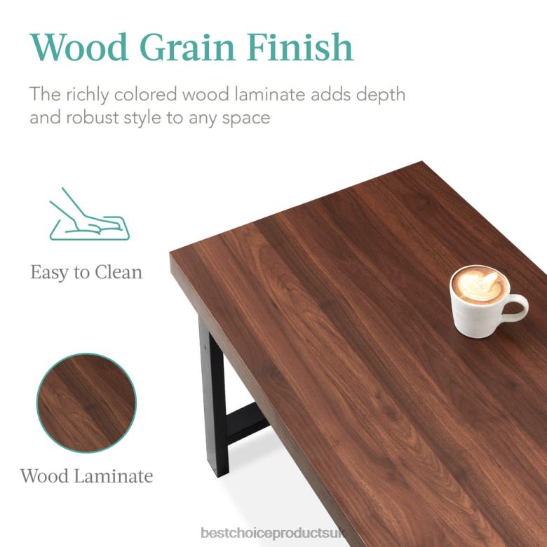 Accessory Best Choice ProductsModern Butcher Block Top Rectangular Coffee Table w/ Metal Legs N62R740 Brown