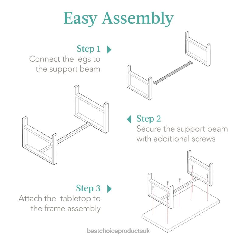 Accessory Best Choice ProductsModern Butcher Block Top Rectangular Coffee Table w/ Metal Legs N62R740 Brown