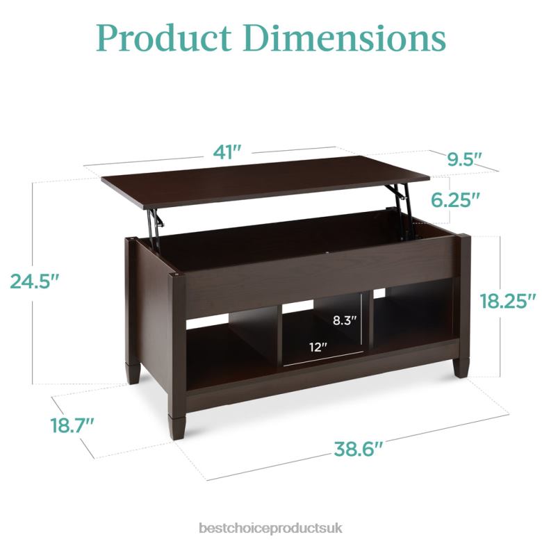 Accessory Best Choice ProductsMultifunctional Lift Top Coffee Table w/ Hidden Storage, 3 Cubbies N62R595 Espresso