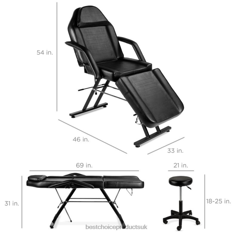 Accessory Best Choice ProductsMultipurpose Massage Bed, Spa & Salon Chair w/ Hydraulic Stool N62R1255 Black
