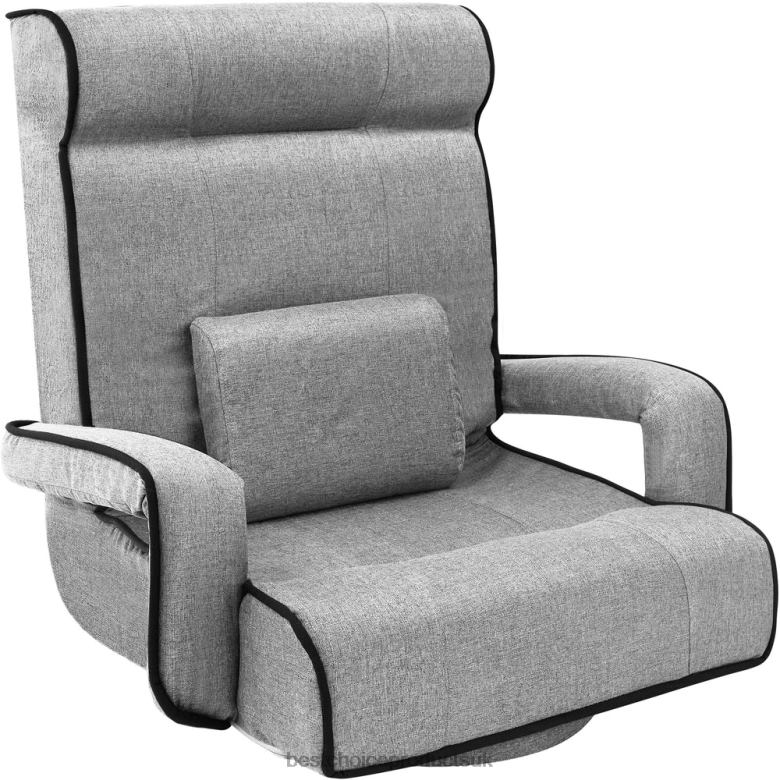 Accessory Best Choice ProductsOversized Swivel Gaming Floor Chair w/ Armrest, Adjustable Backrest N62R1297 Light Gray