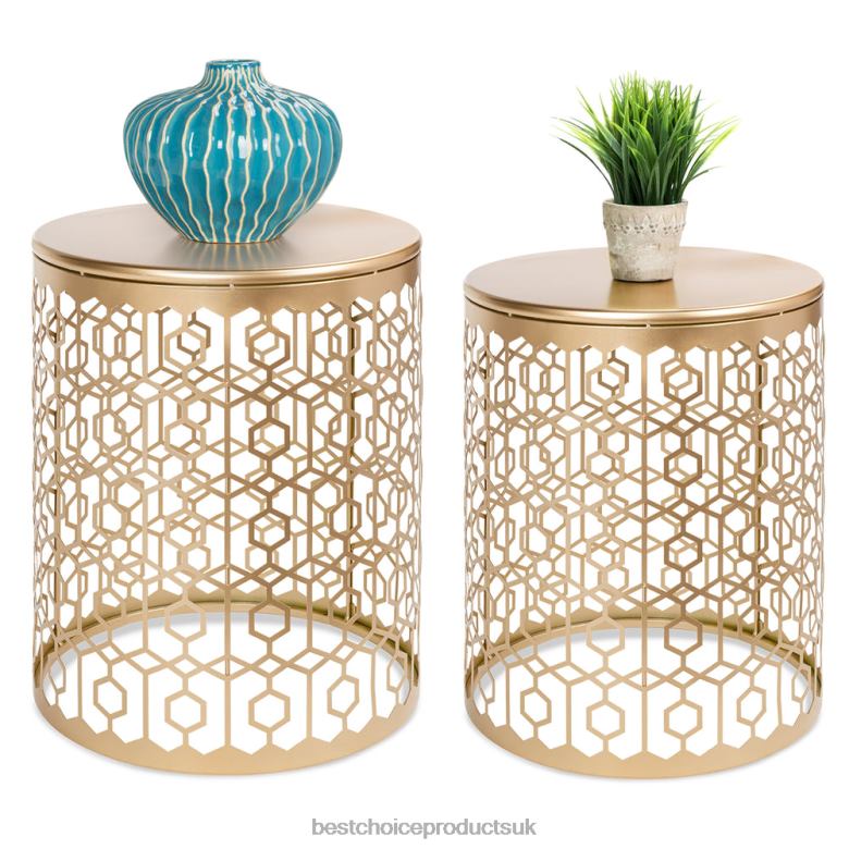 Accessory Best Choice ProductsSet of 2 Decorative Round Side Accent Table Nightstands w/ Nesting Design N62R1245 White