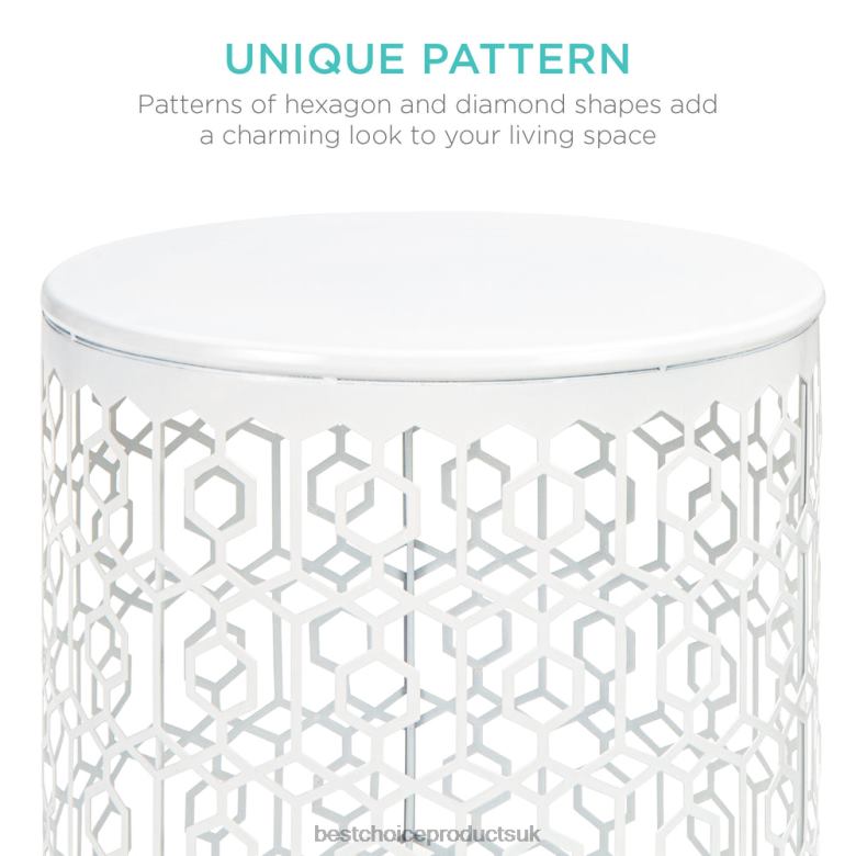 Accessory Best Choice ProductsSet of 2 Decorative Round Side Accent Table Nightstands w/ Nesting Design N62R1245 White