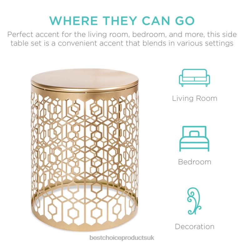 Accessory Best Choice ProductsSet of 2 Decorative Round Side Accent Table Nightstands w/ Nesting Design N62R1245 White