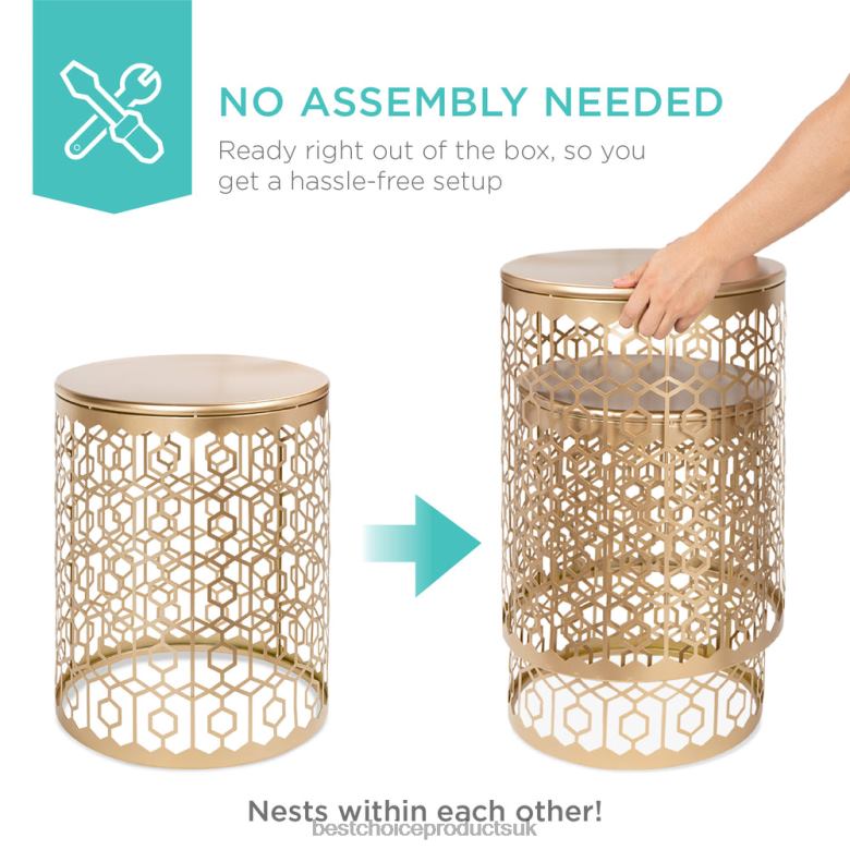 Accessory Best Choice ProductsSet of 2 Decorative Round Side Accent Table Nightstands w/ Nesting Design N62R1245 White