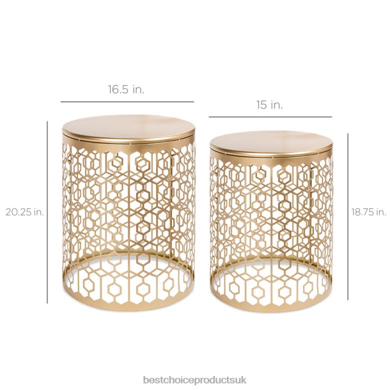 Accessory Best Choice ProductsSet of 2 Decorative Round Side Accent Table Nightstands w/ Nesting Design N62R1245 White