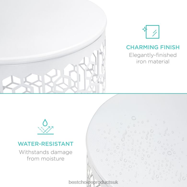 Accessory Best Choice ProductsSet of 2 Decorative Round Side Accent Table Nightstands w/ Nesting Design N62R1245 White