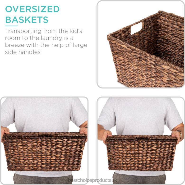 Accessory Best Choice ProductsSet of 2 XL Woven Water Hyacinth Storage Baskets N62R736 Brown