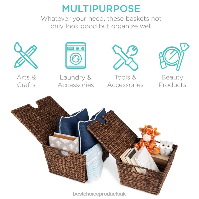 Accessory Best Choice ProductsSet of 2 XL Woven Water Hyacinth Storage Baskets N62R736 Brown