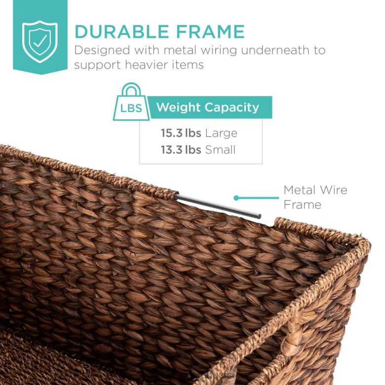 Accessory Best Choice ProductsSet of 2 XL Woven Water Hyacinth Storage Baskets N62R736 Brown