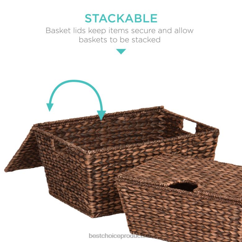 Accessory Best Choice ProductsSet of 2 XL Woven Water Hyacinth Storage Baskets N62R736 Brown