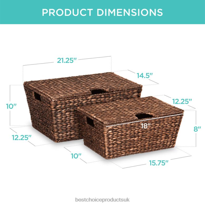Accessory Best Choice ProductsSet of 2 XL Woven Water Hyacinth Storage Baskets N62R736 Brown