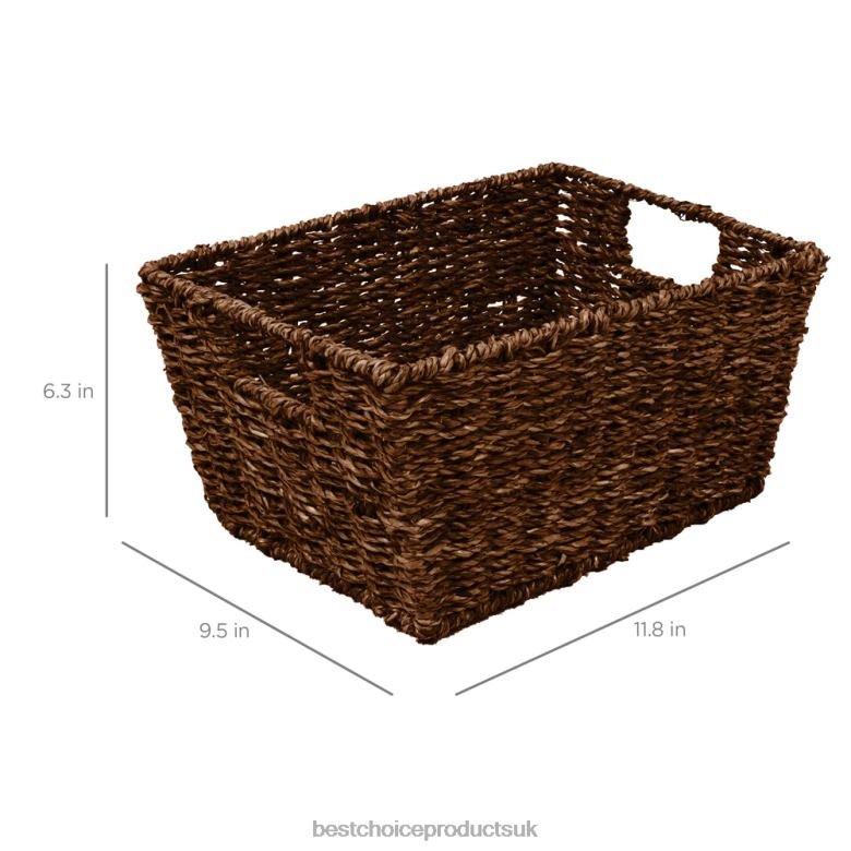 Accessory Best Choice ProductsSet of 4 Seagrass Storage Tote Baskets, Laundry Organizer w/ Insert Handles N62R730 Brown