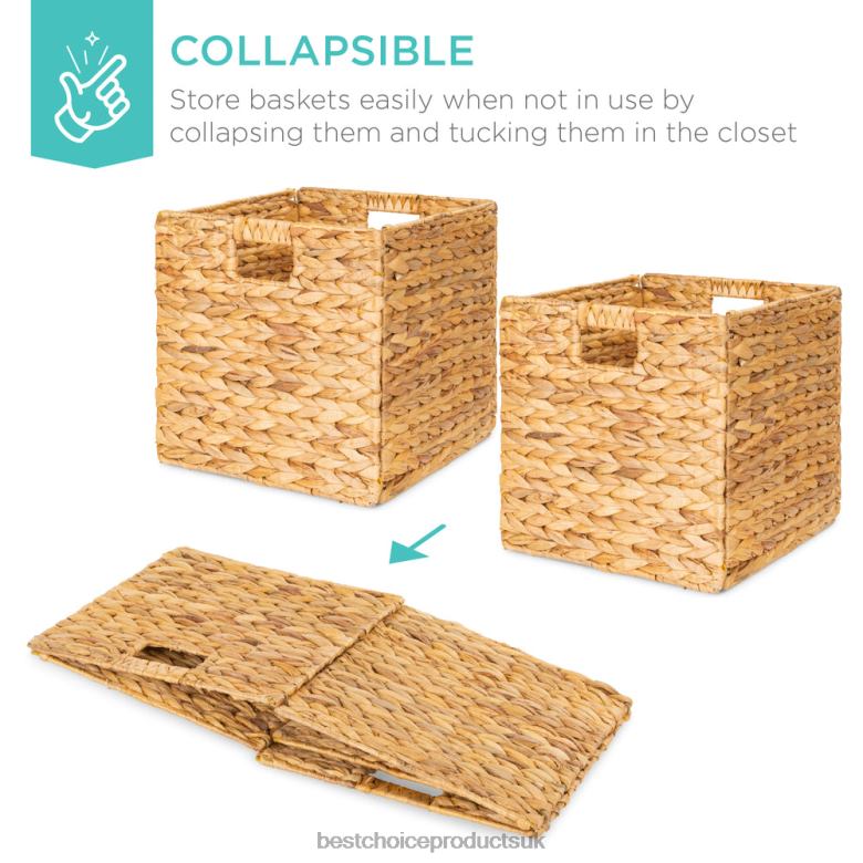 Accessory Best Choice ProductsSet of 5 Collapsible Hyacinth Storage Baskets w/ Inserts N62R1235 Natural