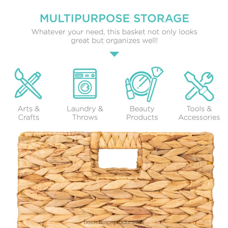 Accessory Best Choice ProductsSet of 5 Collapsible Hyacinth Storage Baskets w/ Inserts N62R1235 Natural