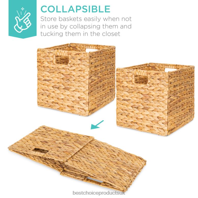 Accessory Best Choice ProductsSet of 5 Collapsible Hyacinth Storage Baskets w/ Inserts N62R679 Natural