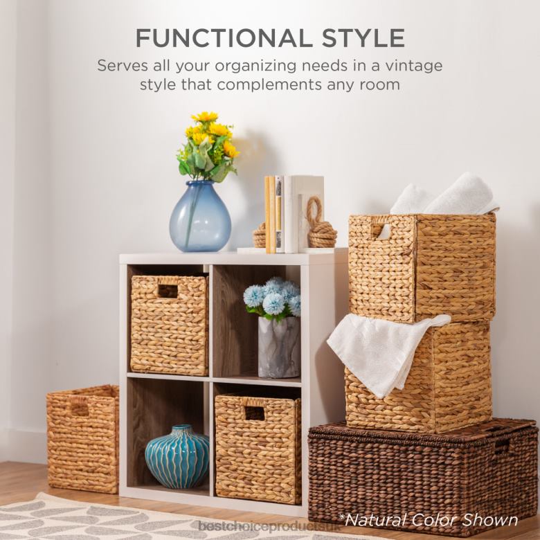 Accessory Best Choice ProductsSet of 5 Collapsible Hyacinth Storage Baskets w/ Inserts N62R708 White