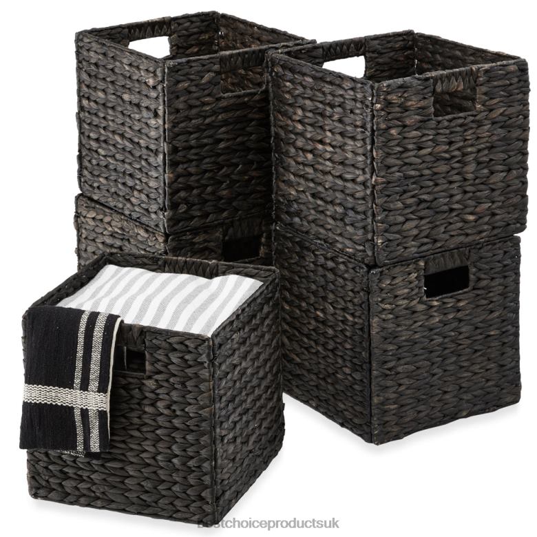 Accessory Best Choice ProductsSet of 5 Collapsible Hyacinth Storage Baskets w/ Inserts N62R709 Black