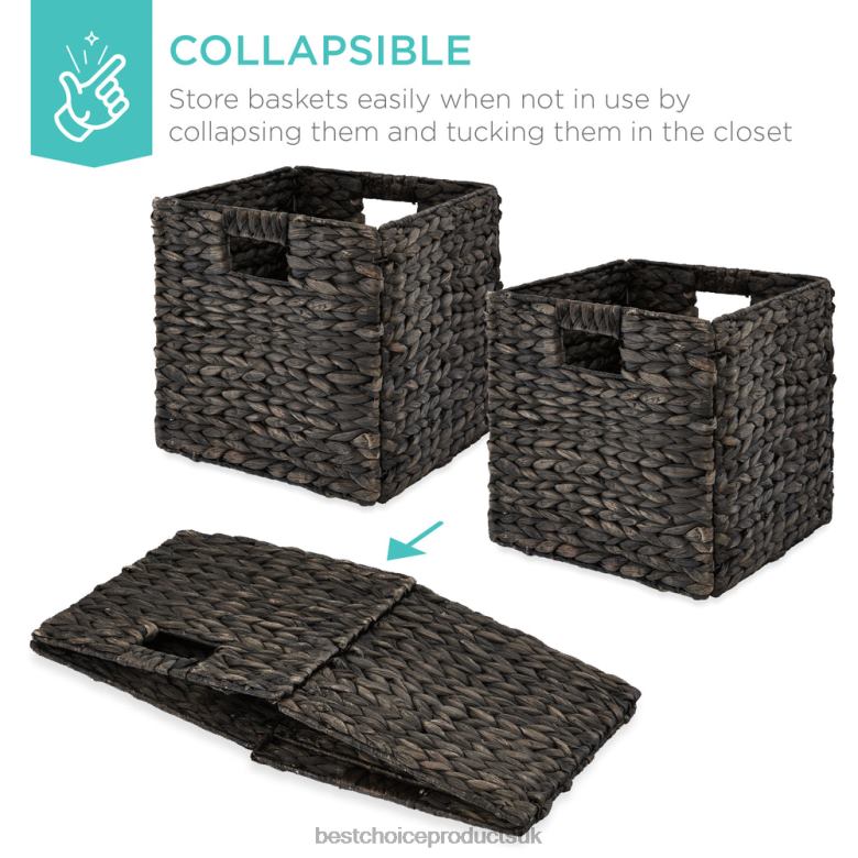 Accessory Best Choice ProductsSet of 5 Collapsible Hyacinth Storage Baskets w/ Inserts N62R709 Black
