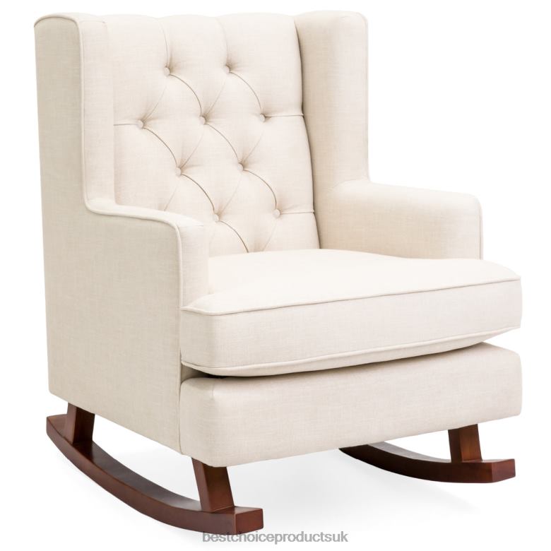 Accessory Best Choice ProductsTufted Upholstered Wingback Rocking Chair N62R1225 Beige