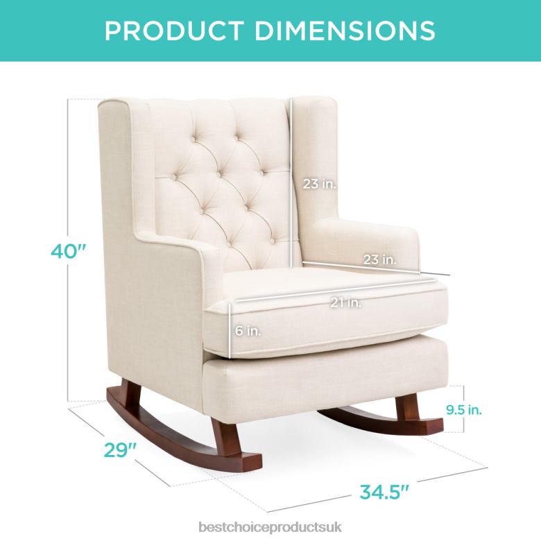 Accessory Best Choice ProductsTufted Upholstered Wingback Rocking Chair N62R1225 Beige