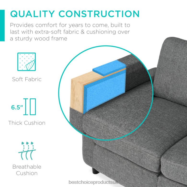 Accessory Best Choice ProductsUpholstered Sectional Sofa Couch w/ Chaise Lounge, Reversible Ottoman Bench N62R584 Gray