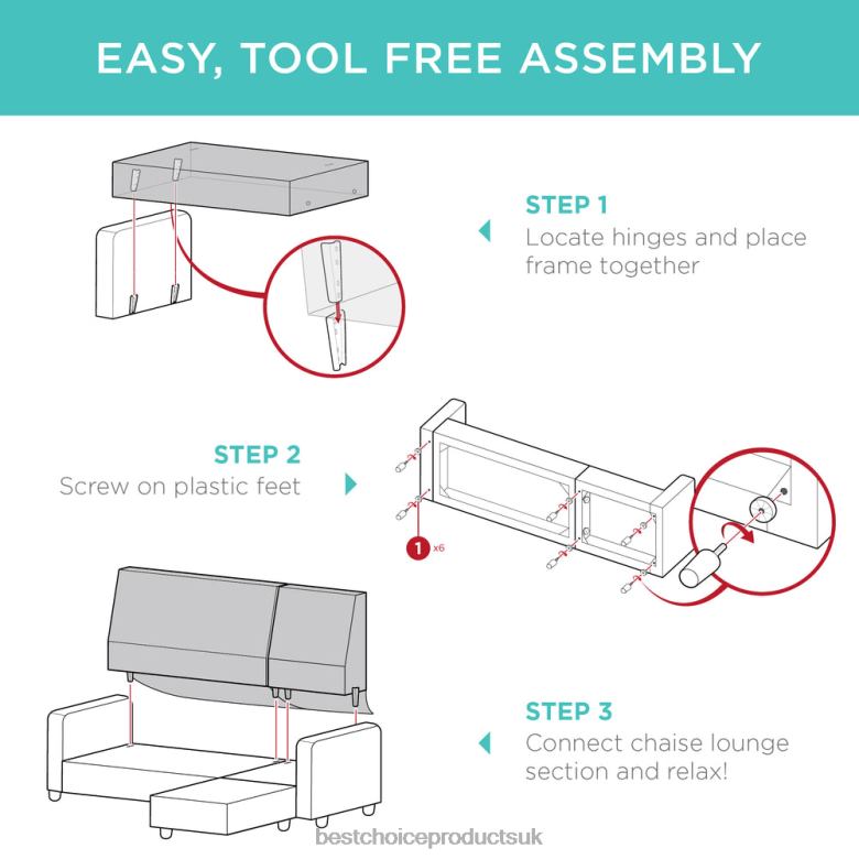 Accessory Best Choice ProductsUpholstered Sectional Sofa Couch w/ Chaise Lounge, Reversible Ottoman Bench N62R586 Black