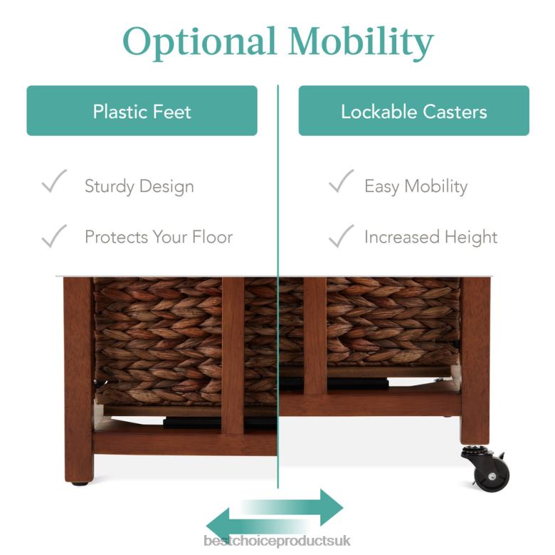 Accessory Best Choice ProductsVertical Rolling File Cabinet w/ Rubberwood Frame, Locking Caster Wheels N62R393 Mocha