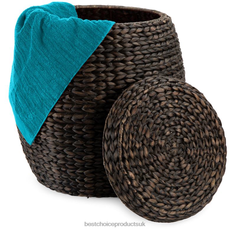 Accessory Best Choice ProductsVintage Hyacinth Storage Tote Basket, Organizer w/ Lid N62R636 Brown