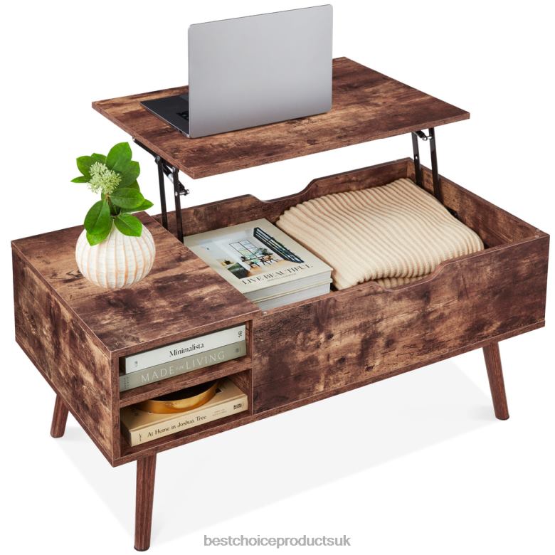 Accessory Best Choice ProductsWooden Mid-Century Modern Lift Top Coffee Table w/ Removable Shelf N62R698 Brown