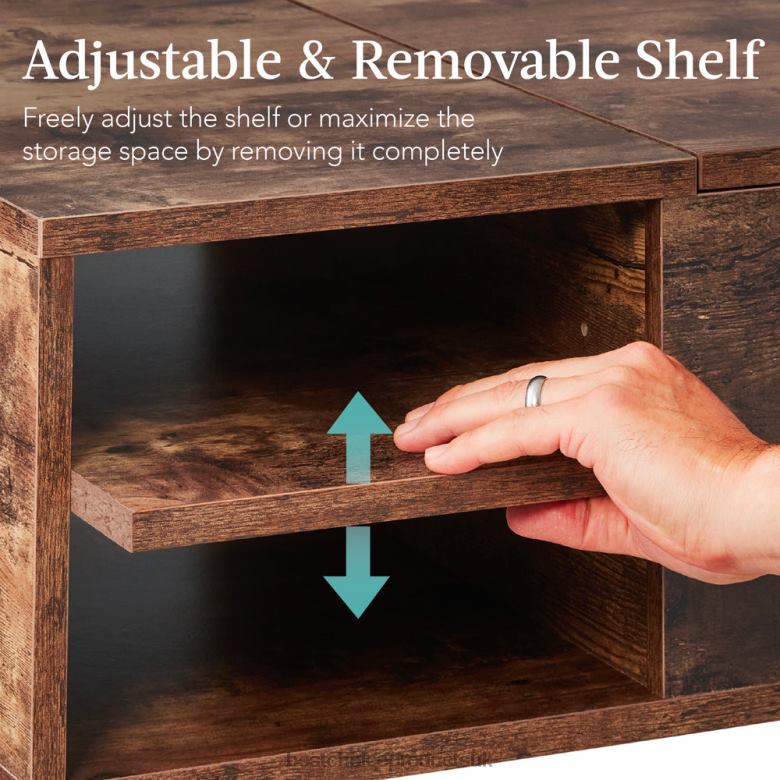 Accessory Best Choice ProductsWooden Mid-Century Modern Lift Top Coffee Table w/ Removable Shelf N62R698 Brown