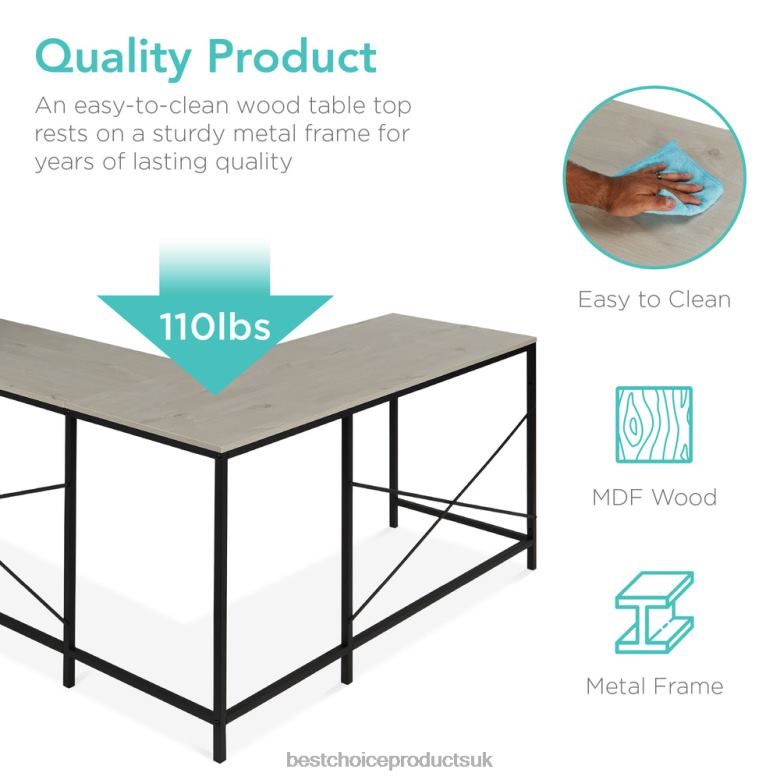 Accessory Best Choice ProductsL-Shaped Computer Desk, Study Workstation w/ 5-Tier Open Storage Bookshelf N62R648 Gray/Black