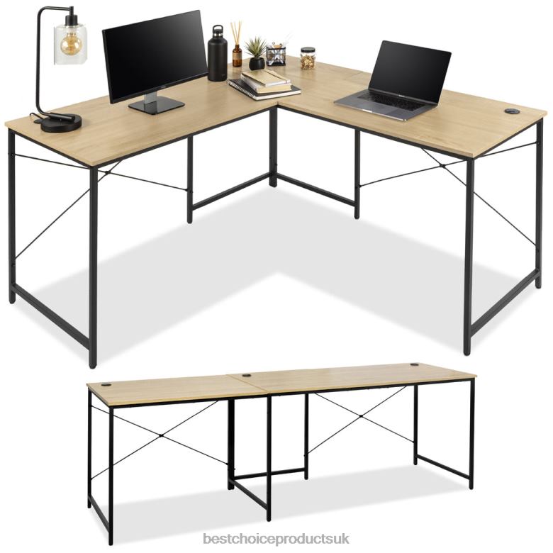 Accessory Best Choice ProductsModular L-Shaped Office Desk w/Customizable Setup N62R1228 Oak/Black