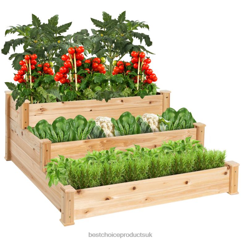 Lawn & Garden | Best Choice Products3-Tier Raised Fir Wood Garden Bed Planter w/ Stackable & Flat Setup N62R977 Natural