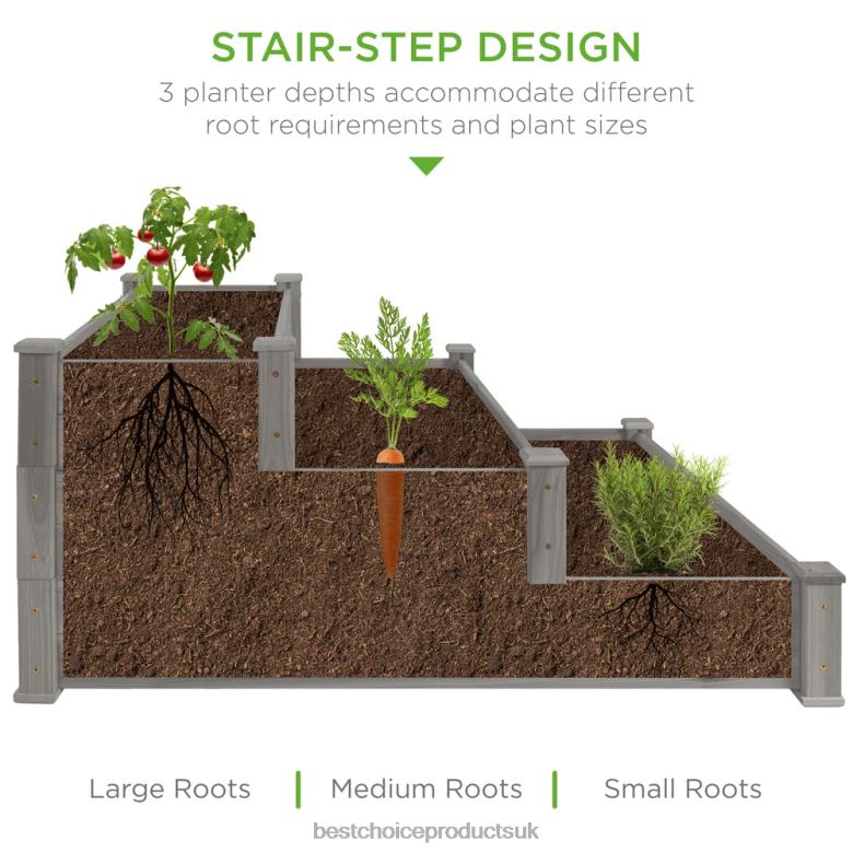 Lawn & Garden | Best Choice Products3-Tier Raised Fir Wood Garden Bed Planter w/ Stackable & Flat Setup N62R978 Gray