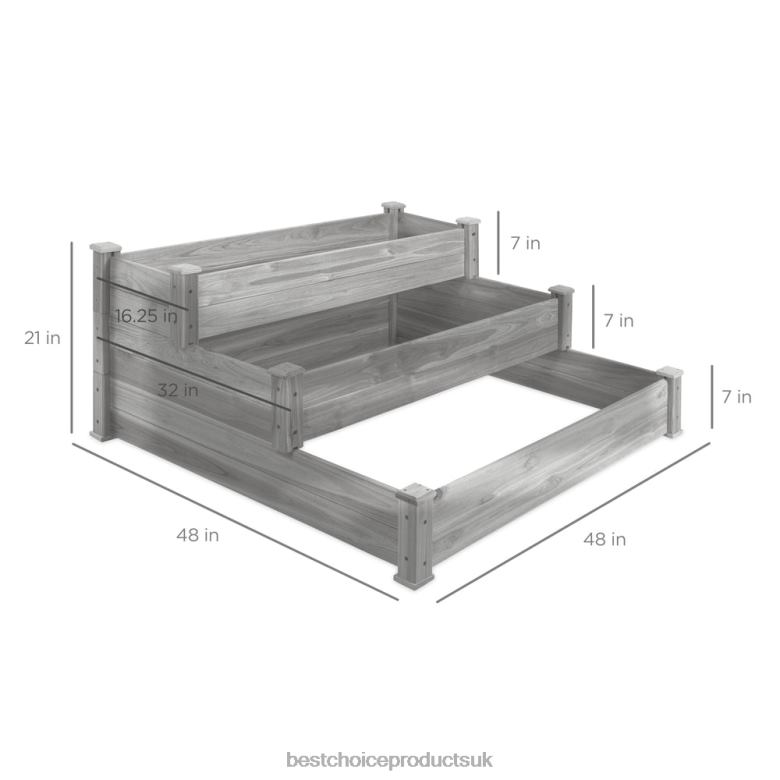 Lawn & Garden | Best Choice Products3-Tier Raised Fir Wood Garden Bed Planter w/ Stackable & Flat Setup N62R978 Gray