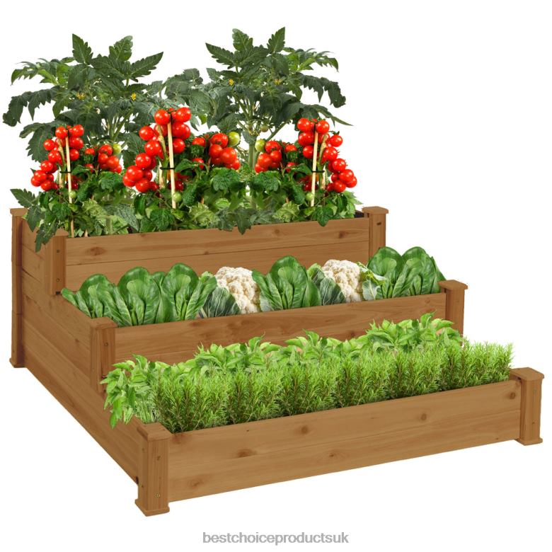 Lawn & Garden | Best Choice Products3-Tier Raised Fir Wood Garden Bed Planter w/ Stackable & Flat Setup N62R979 Acorn Brown