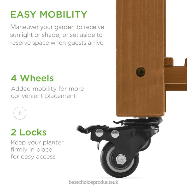 Lawn & Garden | Best Choice ProductsElevated Mobile Pocket Herb Garden Bed w/ Lockable Wheels, Storage Shelf N62R953 Acorn Brown