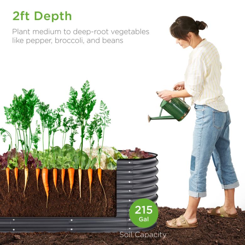 Lawn & Garden | Best Choice ProductsMetal Raised Garden Bed, Oval Outdoor Planter Box for Vegetables N62R993 Charcoal